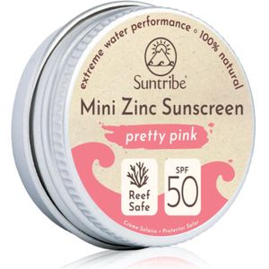 Suntribe Mini Zinc Sunscreen Mineraal Beschermende Gezichts en Lichaams Crème SPF 50 Pretty Pink 15 g
