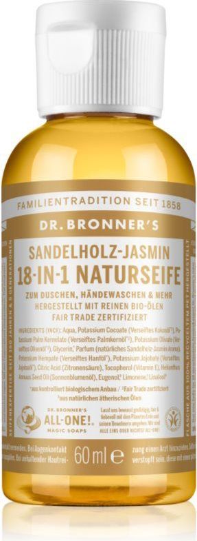 Dr. Bronner’s Sandalwood & Jasmine vloeibare universele zeep 60 ml