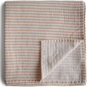Mushie Muslin Swaddle Blanket Organic Cotton inbakerdoek Natural Stripe 120cm x 120cm 1 st