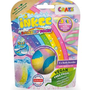 INKEE - Color Rainbow World - Set van 3 Badbruisballen - Roze, Paars, Blauw - Arganolie