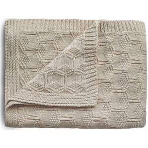Mushie Knitted Pointelle Baby Blanket gebreide deken voor Kinderen Beige 80 x 100cm 1 st