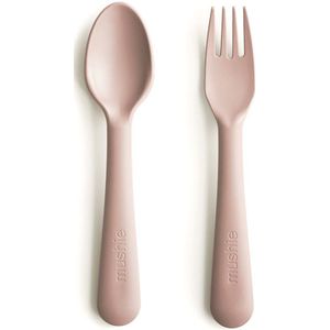 Mushie Fork and Spoon Set bestek Blush 2 st