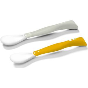 BabyOno Be Active Flexible Spoons lepeltje Grey/Yellow 2 st