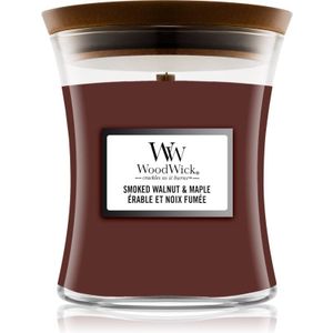 Woodwick Smoked Walnut & Maple geurkaars met een houten lont 275 gr