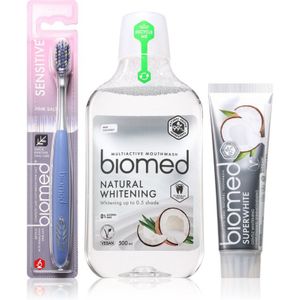 Biomed - Superwhite Set - Whitening Set - Mondwater 500 ml - Tandpasta 100 g - Tandenborstel