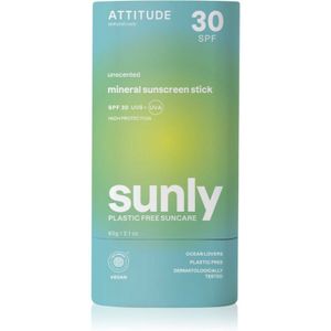 Attitude Sunly Sunscreen Stick Mineraal Zonnebrandcrème in Stick SPF 30 Unscented 60 g