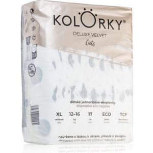 Kolorky Deluxe Velvet Dots eco-wegwerpluiers Maat XL 12-16 kg 17 st
