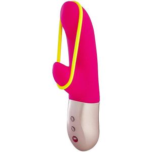 Fun Factory Amorino Dual vibrator met clitorsstimulator Pink & neon yellow 17,6 cm