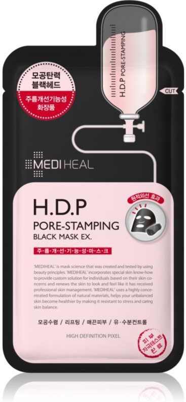 MEDIHEAL Black Mask H.D.P Pore-Stamping Cellaag Masker voor Porië Minimalisatie 25 ml