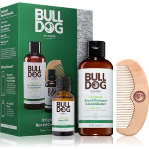 Bulldog - Original Beard Care Kit - Scheerset voor Mannen - 3 Stuks - Houten Kam - 10,4 cm