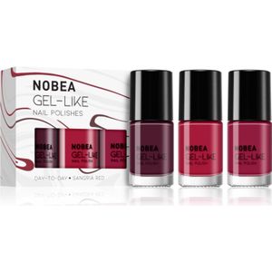 NOBEA - Day-to-Day Fresh Frost Set - Nagellak Set - Sangria Red - 3x6 ml