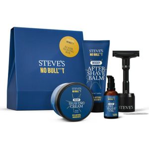 Steve's No Bull***t Ultrabox Classic - Scheerset - 1 St - Sandalwood Scheercreme 100 ml, Aftershave Balsem 100 ml, Olie voor het Scheren 50 ml