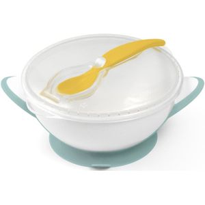 BabyOno Be Active Suction Bowl with Spoon servies voor Kinderen Green/Yellow 6 m+ 2 st