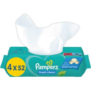 Pampers Fresh Clean Vochtige Reinigings Doekjes voor Kinderen voor Gevoelige Huid 4x52 st