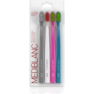 MEDIBLANC - 5490 Ultra Soft - Tandenborstels - Grijs, Wit, Roze, Blauw - 4 st