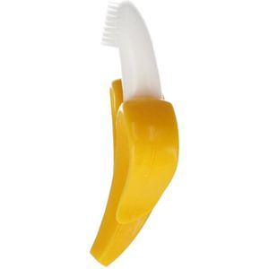 Bam-Bam Teether siliconen tandenborstel met bijtring 4m+ Banan 1 st