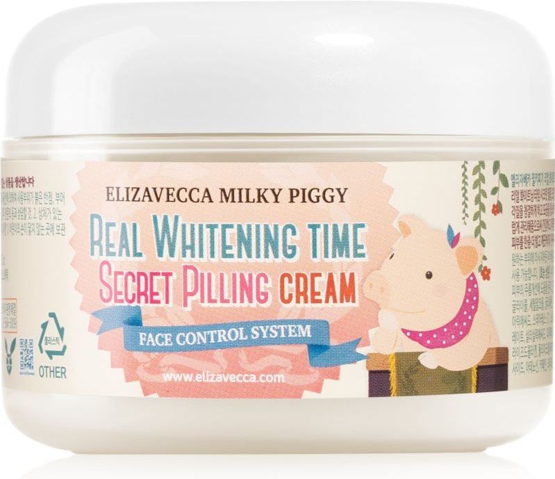 Elizavecca Milky Piggy Real Whitening Time Secret Pilling Cream Hydraterende Verzachtende Crème  met Peeling Effect 100 ml