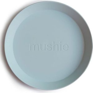 Mushie Round Dinnerware Plates bord Powder Blue 2 st