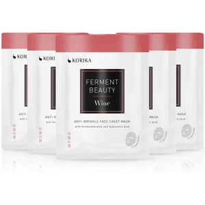 KORIKA - FermentBeauty Gezichtsmasker - Set van 5 - Anti-rimpel - Gefermenteerde Wijn - Hyaluronzuur