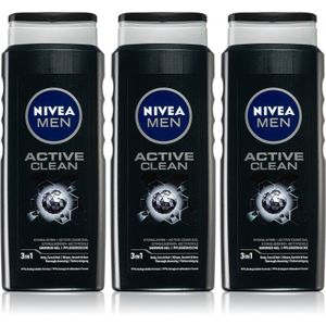 Nivea Men Active Clean Douchegel 3 x 500 ml (handige verpakking)