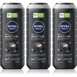 NIVEA MEN - Active Clean - Douchegel - 3 x 500 ml