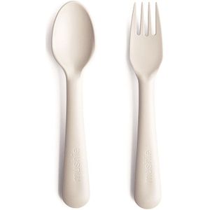 Mushie Fork and Spoon Set bestek Ivory 2 st