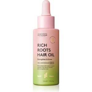 delhicious RICH ROOTS AMLA & ROSEMARY HAIR OIL Hydraterende en Kalmerende Olie voor Droge en Jeukende Hoofdhuid 50 ml