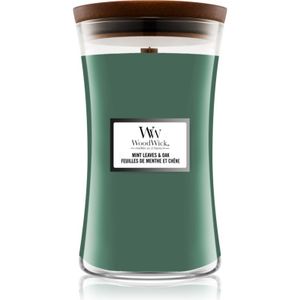 Woodwick Mint Leaves & Oak geurkaars met een houten lont 609,5 gr