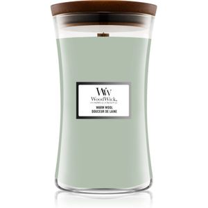 Woodwick Warm Wool geurkaars met een houten lont 610 g