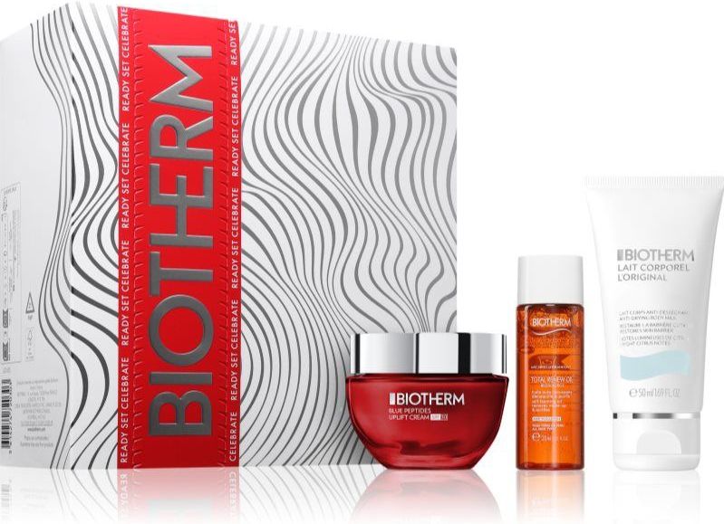 Biotherm - Blue Peptides Uplift Cream SPF 30 - Gift Set - Gezichtscrème - 50 ml - Hydraterende Bodylotion - 50 ml - Reinigende Schuim Olie - 30 ml