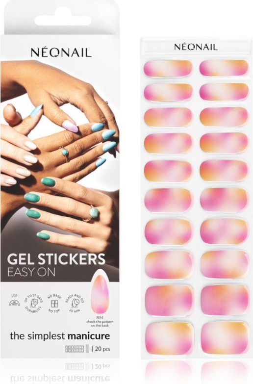 GEL STICKERS EASY ON M14 - Nagelversiering - Roze Oranje Fuchsia - 20 Stuks