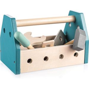 Zopa Wooden Tool Box gereedschapsset Blue 14 st