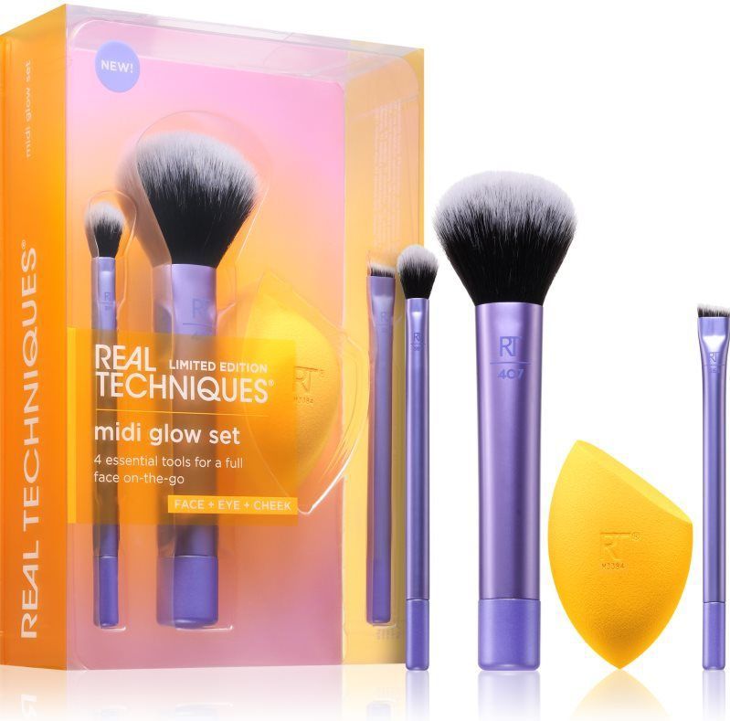 Real Techniques - Midi Glow Set - Penselen Set - 4 stuks - Professionele Oogschaduw Kwasten