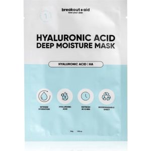 breakout + aid Hyaluronic Acid Deep Moisture Mask hydraterende sheet mask met Hyaluronzuur 34 g