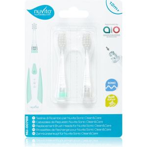 Nuvita Sonic Clean&Care Replacement Brush Heads Vervangende Opzetstuk voor Sonische Batterij Tandenborstel voor baby’s Sonic Clean&Care Medium 12m+ 2 st