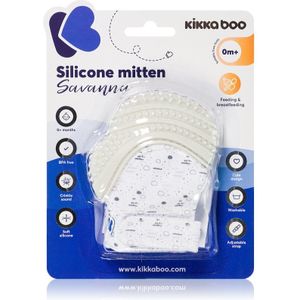 Kikkaboo Savanna Silicone Mitten handschoenen met bijtring 0 m+ Grey 1 st