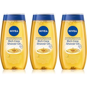 NIVEA - Natural Caring - Doucheolie - 3 x 200 ml