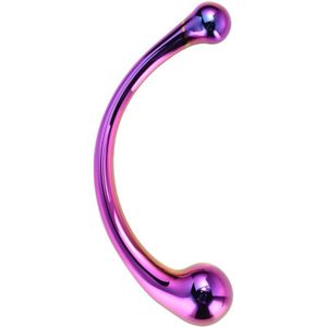 Dream Toys Glamour Glass Curved Wand dubbele dildo rainbow 16,5 cm