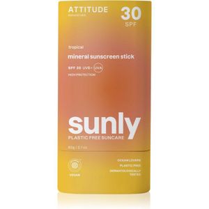 Attitude Sunly Sunscreen Stick Mineraal Zonnebrandcrème in Stick SPF 30 Tropical 60 g