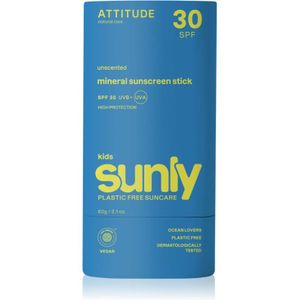 Attitude Sunly Kids Sunscreen Stick Mineraal Zonnebrandcrème in Stick voor Kinderen SPF 30 60 g