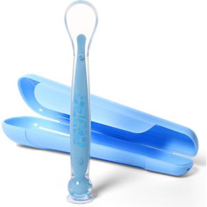 BabyOno Be Active Suction Baby Spoon lepeltje + hoes Blue 6 m+ 1 st