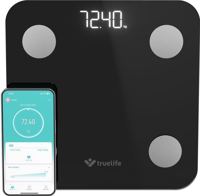 TrueLife - FitScale W1 - Digitale Weegschaal - Zwart