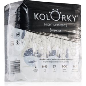 Kolorky Night Moments eco-wegwerpluiers voor Complete Bescherming gedurend de Nacht Maat L 8-13 kg 27 st