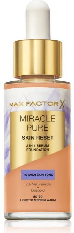 Max Factor Miracle Pure Skin Reset Serum foundation Tint 50-70 Light to Medium Warm 30 ml