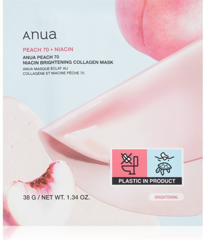 ANUA - Peach 70 Niacin Brightening Collagen Mask - Nachtmasker - 38G - 4 Stuks
