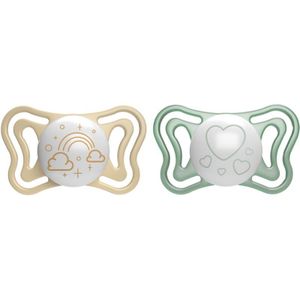 Chicco Physio Light Physio Forma Night fopspeen 2-6 m Gold/Green 2 st