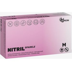 Espeon Nitril Sparkle Pearlescent Pink nitril poedervrije handschoenen maat M 2x50 st