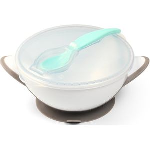 BabyOno Be Active Suction Bowl with Spoon servies voor Kinderen Grey 6 m+ 2 st