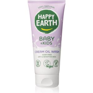 Happy Earth 100% Natural Cream Oil Wash for Baby & Kids Wasolie voor Droge en Gevoelige Huid 200 ml