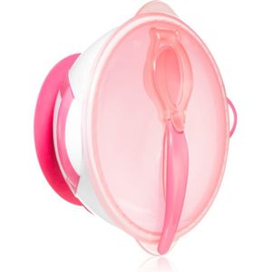 BabyOno Be Active Suction Bowl with Spoon servies voor Kinderen Pink 6 m+ 2 st